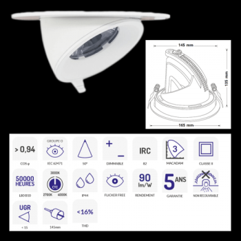  DOWNLIGHT SAMBA BLANC 30W DT8 