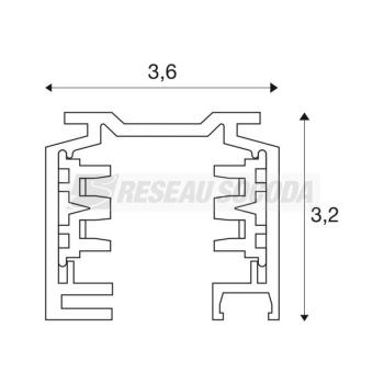  EUTRAC rail 3 all., blanc 1m 