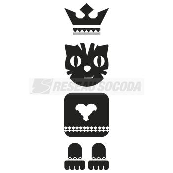  Sticker Totem Chat, noir 